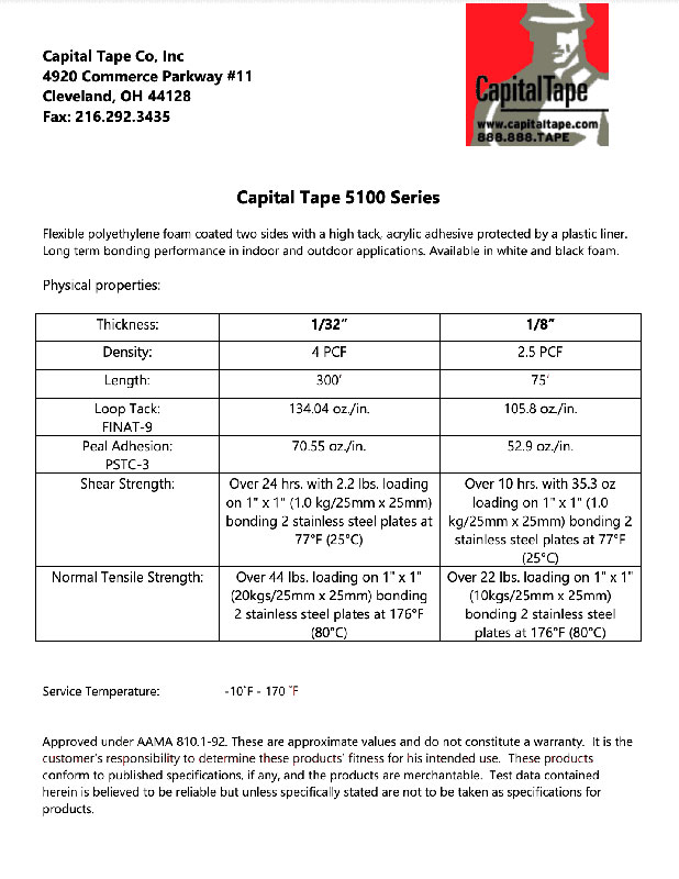 5100 Series Tape | High Tack Tape | Residential Glazing Tape | Capital Tape