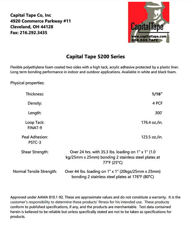 5200 Series Tape | High Tack Tape | Residential Glazing Tape | Capital Tape