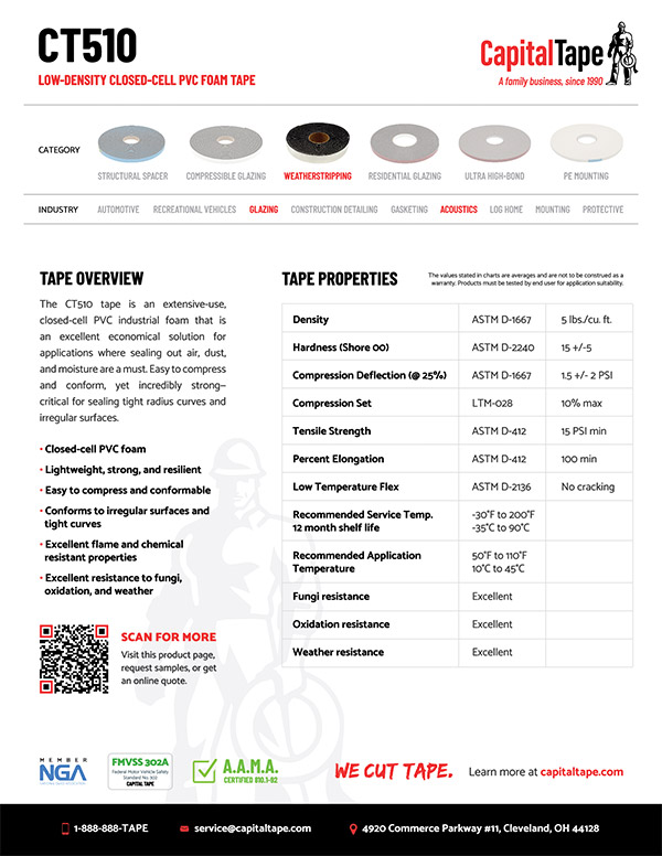 CT510 Foam Tape | Low Density Foam Tape | Capital Tape